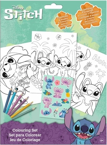 Disney Stitch vyfarbovacia sada s pastelkami a samolepkami