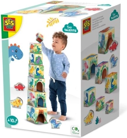 SES Creative veža z kociek s dino figúrkami