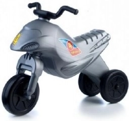 Trojkolesové odrážadlo Super Bike, strieborné, 44 cm