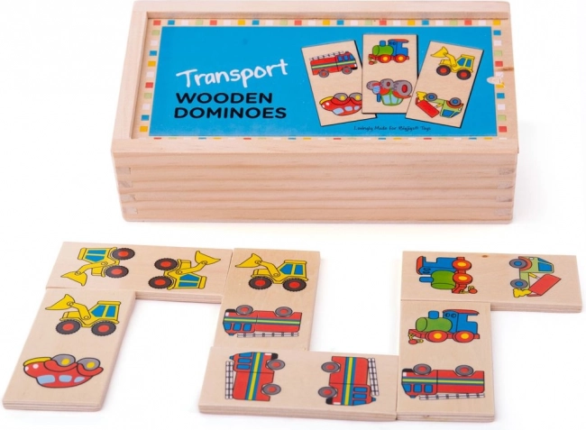 Bigjigs Toys drevené domino – dopravné prostriedky