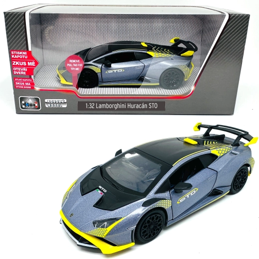 Kovový model Lamborghini Huracán STO so svetlom a zvukom v mierke 1:32