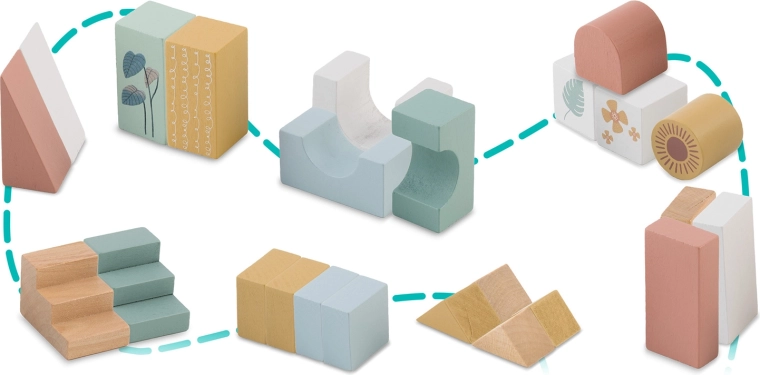 Kreatívne stavanenie z 24 drevených kociek