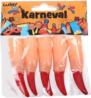Plastové prsty s červenými pazúrmi na karneval - 10 ks