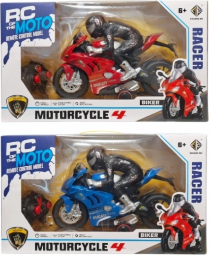 Diaľkovo ovládaný športový motocykel s figúrkou jazdca a nabíjačkou - 1 kus