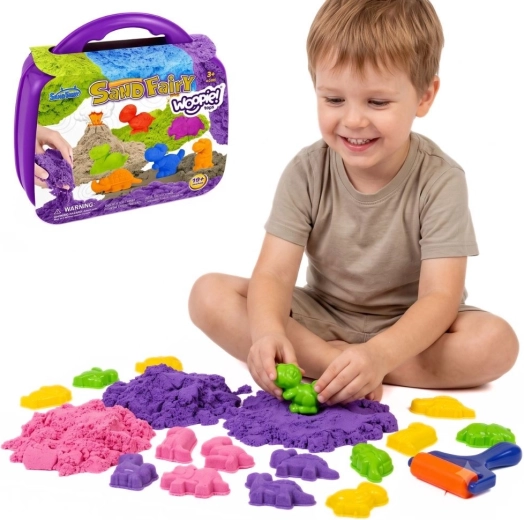 WOOPIE kinetický piesok s dinosaurami v kufríku, 13 dielov