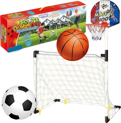 Woopie športová súprava 2v1: Basketbal a futbalová bránka