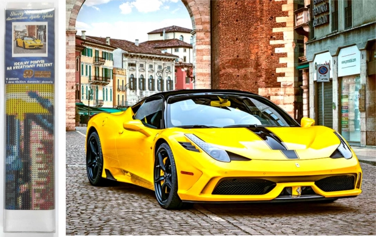 Diamantové maľovanie žltý športiak 30 × 40 cm