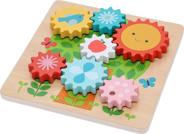 Drevené puzzle so ozubenými kolieskami pre deti