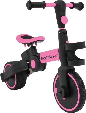 Detské odrážadlo a trojkolka 3v1 SporTrike – Ružový