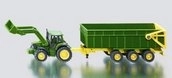 SIKU Farmer traktor John Deere s čelným nakladačom a prívesom 1:87