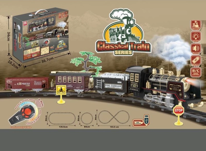 Elektrická vláčiková dráha 215 cm LOCO TOYS
