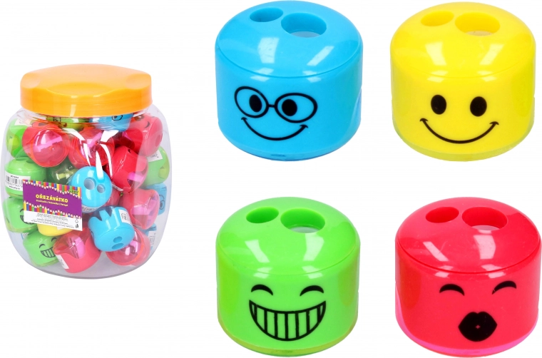 strúhadlo na dve ceruzky s tvárou a zásobníkom