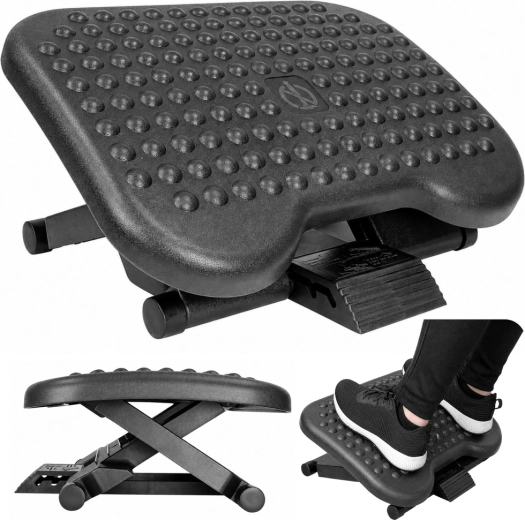 Ergonomická podnožka pod stôl s výstupkami, nastaviteľná v 3 úrovniach
