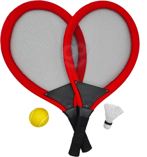 Veľké tenisové a badmintonové rakety pre deti Woopie s loptičkou a košíkom