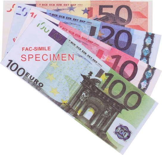 Eurové bankovky na hru na obchod