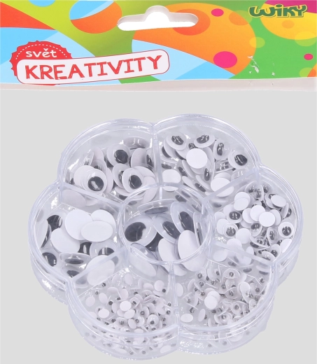 Samolepiace pohyblivé oči – mix veľkostí, aršík 10 × 10 cm