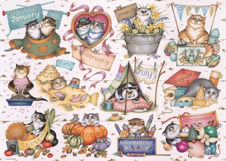 Ravensburger puzzle Mačací kalendár 1000 dielikov