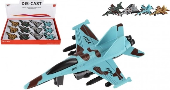 Kovovo‑plastová stíhačka na spätné natiahnutie 14 cm – 4 farby