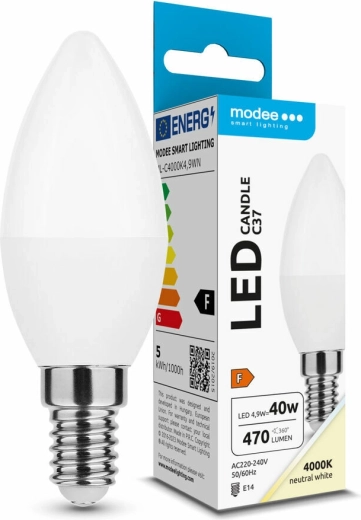 Modee LED žiarovka Candle C37 4,9 W E14, 470 lm, neutrálna biela
