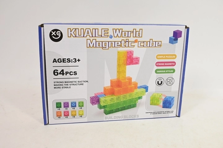 Magnetické stavebné kocky 64 ks - 1 kus