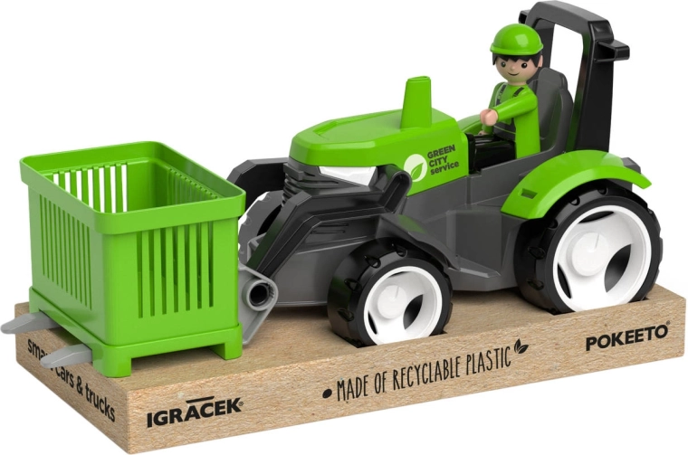 EFKO Igráček MultiGO zelený traktor s vidlami, figúrkou a paletou