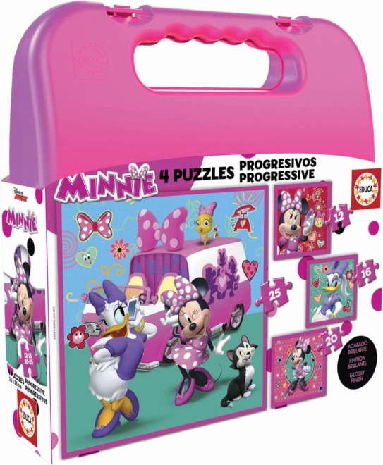 Puzzle v kufríku Minnie a Daisy 4v1