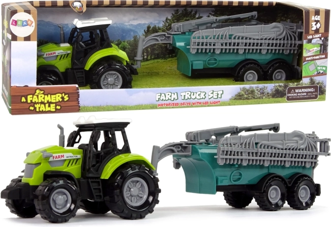 Detský zelený traktor s postrekovačom so zvukmi