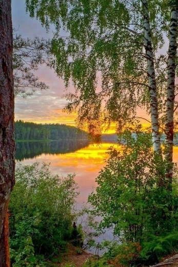 Diamantové maľovanie Západ slnka nad jazerom 30x40 cm