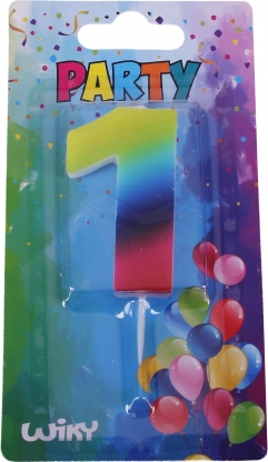 Párty sviečka číslo 1 dúhová