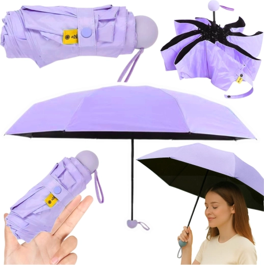 Vreckový skladací dáždnik s UV ochranou UPF 50+ 90 cm, fialový