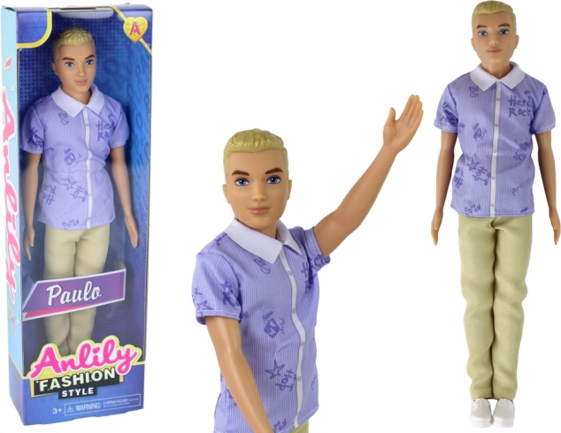 Bábika chlapec Paolo s blond vlasmi a košeľou