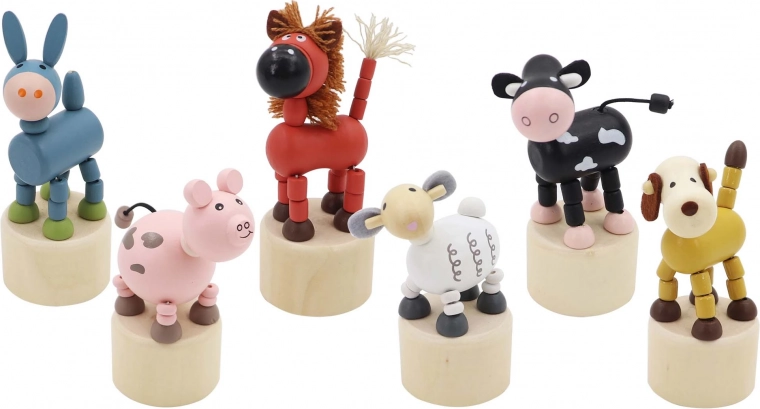 Drevené mačkacie zvieratko Farma