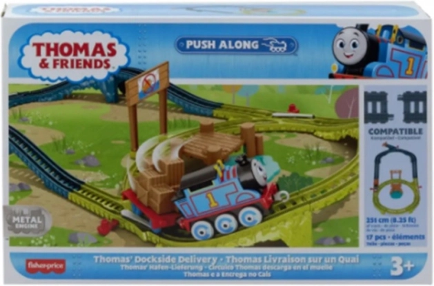 Lokomotíva na tlačenie THOMAS & FRIENDS – kovová mašinka so sadou koľají