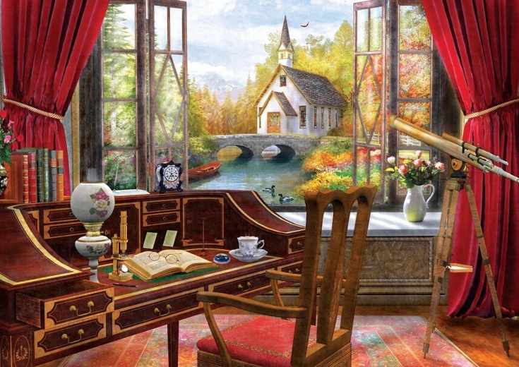 Puzzle ART PUZZLE výhľad z pracovne 500 dielikov