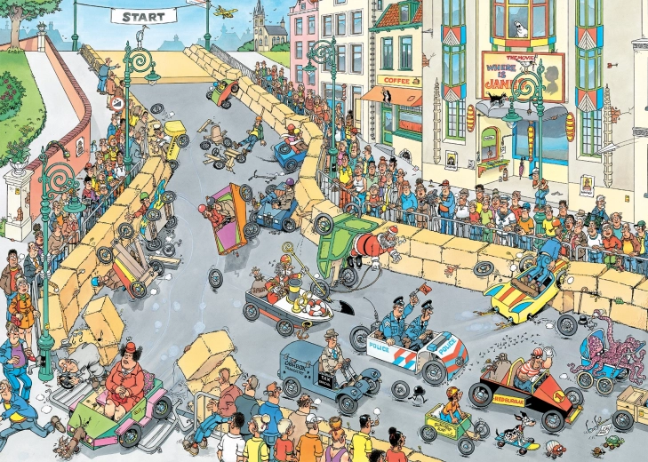 Jumbo puzzle Jan van Haasteren – Preteky soapboxov, 1000 dielikov