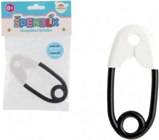 Detské hrkálko v tvare špendlíka plastové bielo-čierne