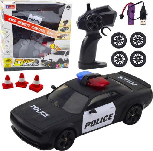 Závodné RC auto s vymeniteľnými kolesami polícia