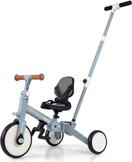 Detská trojkolka 5v1 s vodiacou tyčou KINDERKRAFT OPTIMUS MAX, denim