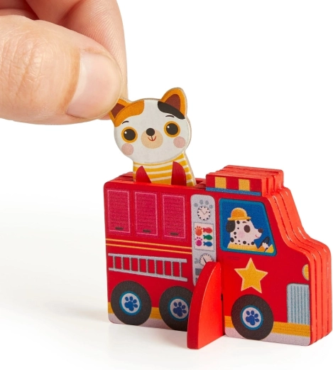 Drevené hasičské autá pre malé ruky