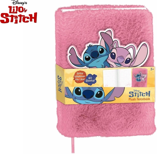 Plyšový zápisník Lilo & Stitch – ružový, 80 listov