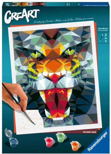 CreArt polygónový tiger – maľovanie podľa čísel