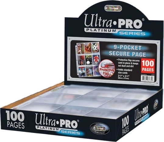 Ultra PRO prémiové stránky do albumu 9-pocket so zabezpečovacou chlopňou na karty štandardnej veľkosti (100 ks)
