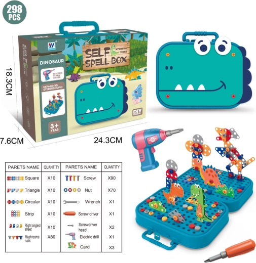 Puzzle stavebnica na skrutkovanie Dino 298 dielikov