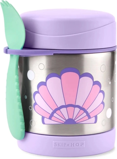Skip Hop Spark Style nerezová termoska na jedlo s lyžico-vidličkou mušľa 325 ml