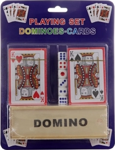 Súprava hracie karty, kocky a domino