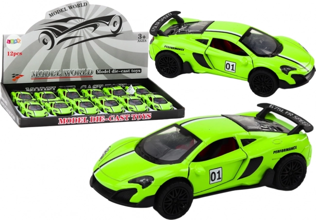 Autíčko Športový Model 1:32 Frikčný Pohon Kovové Zelené