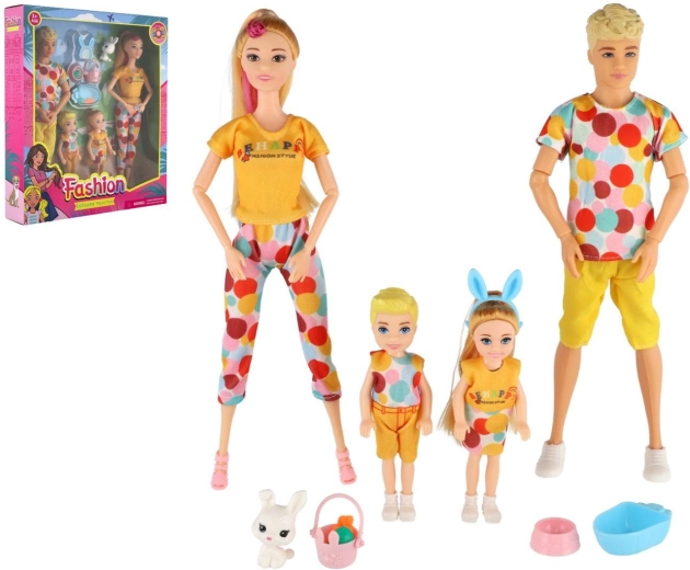 Bábika a panáčik s deťmi a doplnkami 30 cm – rodinný set