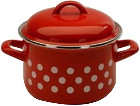 Smaltovaný hrniec s pokrievkou Bodka, 18 cm, 3 l, červený