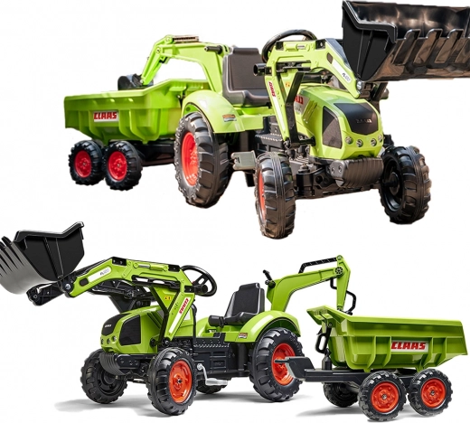 Šliapací traktor Claas Arion 430 zelený s prednou aj zadnou lyžicou