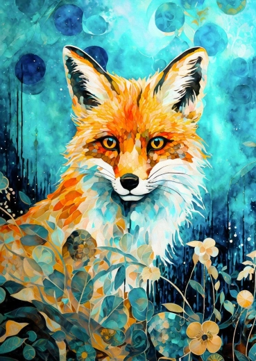 Enjoy puzzle líška na modrom pozadí 1000 dielikov